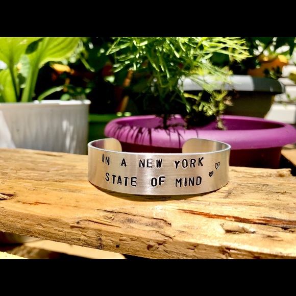 Hand stamped adjustable metal cuff bracelet